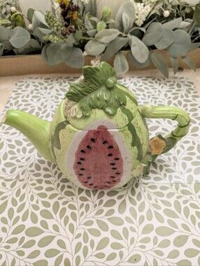 Vintage Watermelon Tea Pot Linens and Things